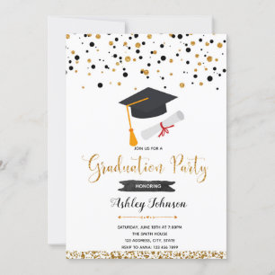 Invitation de diplôme Confetti