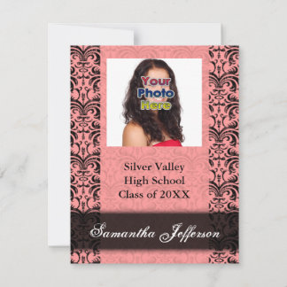 Invitation de diplôme, Damas rose et noir