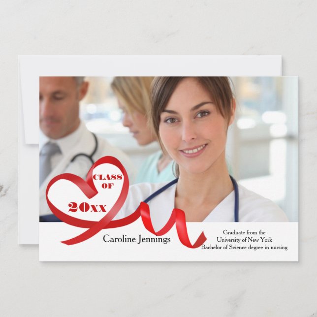 Invitation de diplôme de curling Ribbon Heart (Devant)