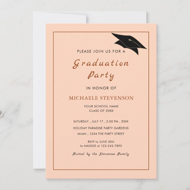 Invitation de diplôme de design élégant personnali (Devant)