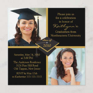 Invitation de diplôme de photographie Black & Gold