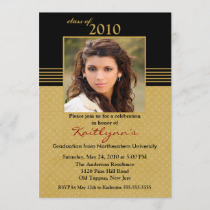 Invitation de diplôme de photographie Black & Gold