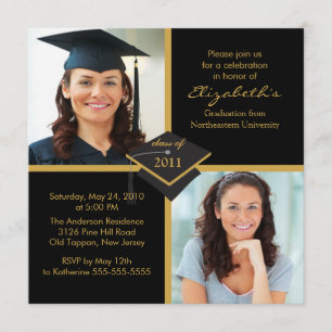 Invitation de diplôme de photographie Black & Gold
