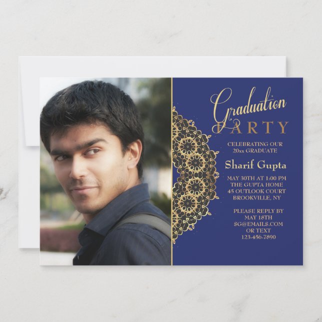 Invitation de diplôme de photographie Gold Bracket (Devant)