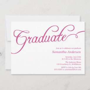 Invitation de diplôme de script moderne - rose