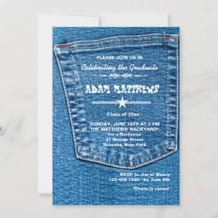 Invitation de diplôme Denim Pocket