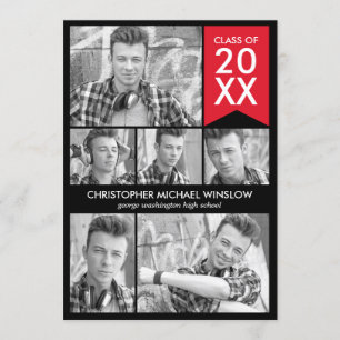 Invitation de diplôme d'un drapeau moderne - Rouge