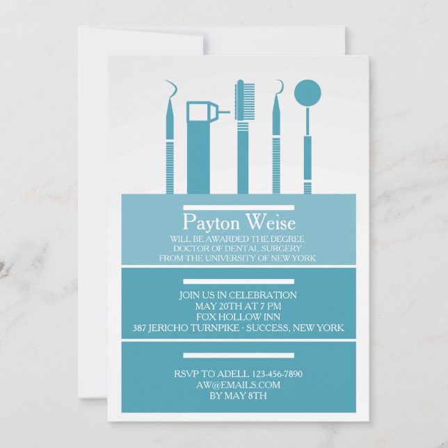 Invitation de diplôme en instruments dentaires (Devant)