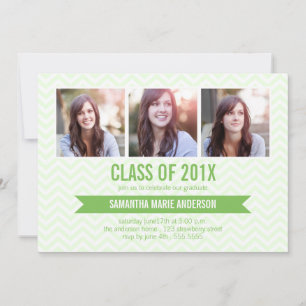 Invitation de diplôme en photo Chevron 3 - Green