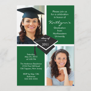 Invitation de diplôme en photo verte et blanche