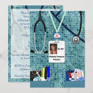 Invitation de diplôme en soins infirmiers Blues
