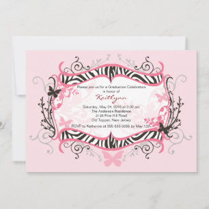 Invitation de diplôme en zèbre rose