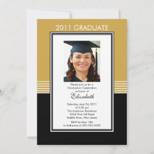 Invitation de diplôme Gold & Black Photo