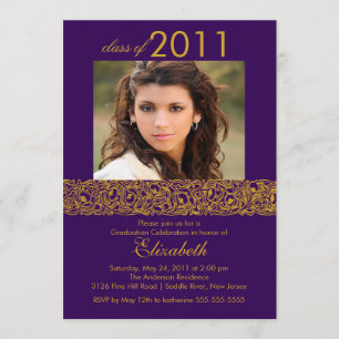 Invitation de diplôme Gold & Purple