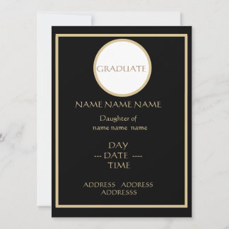 INVITATION DE DIPLÔME NOIR ET OR