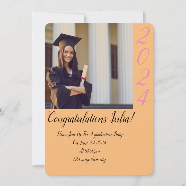 INVITATION DE DIPLÔME PHOTO PERSONNALISÉE (Devant)