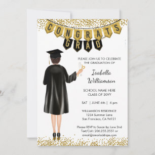Invitation de diplôme unique Cheveux Brown