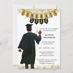 Invitation de diplôme unique Cheveux noirs