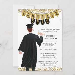 Invitation de diplôme unique Homme Cheveux rouges