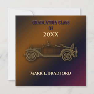 Invitation de diplôme, Voiture Vintage, Les gars,