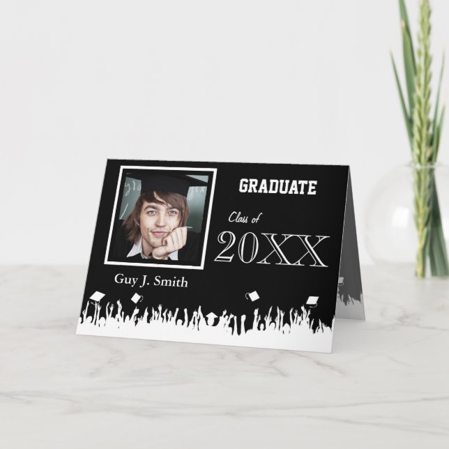 Invitation de diplôme Votre photo Silhouette Crowd (Devant)