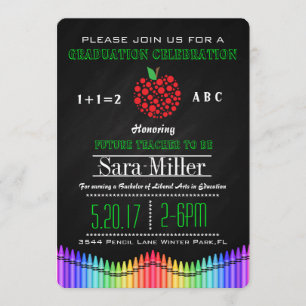 Invitation de diplômes Crayon et Apple