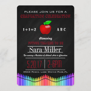 Invitation de diplômes Crayon et Apple