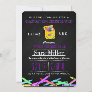 Invitation de diplômes d'enseignant de Crayon