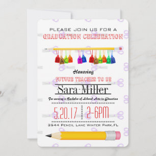 Invitation de diplômes d'enseignant de crayon