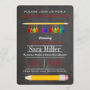 Invitation de diplômes d'enseignant de crayon