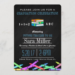 Invitation de diplômes d'enseignant de Crayon & Bo