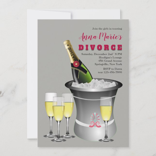 Invitation de divorce pour célébration au champagn (Devant)