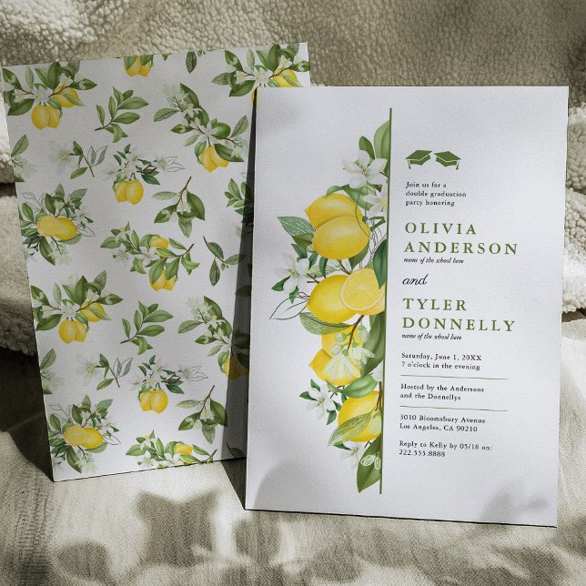 Invitation de double remise de diplôme avec verdur (Créateur téléchargé)