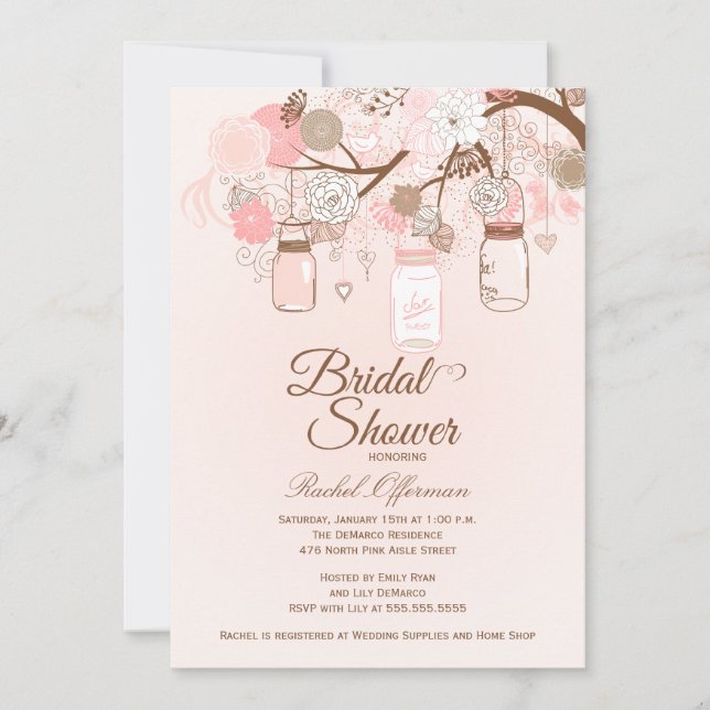 invitation de douche à nuptiale florale de mason r (Devant)