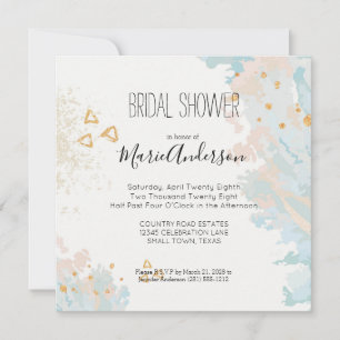 Invitation de douche abstraite corail bleu