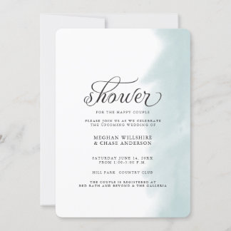 Invitation de douche | Aquarelle verte Turquoise