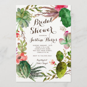 Invitation de douche aux cactus succulents
