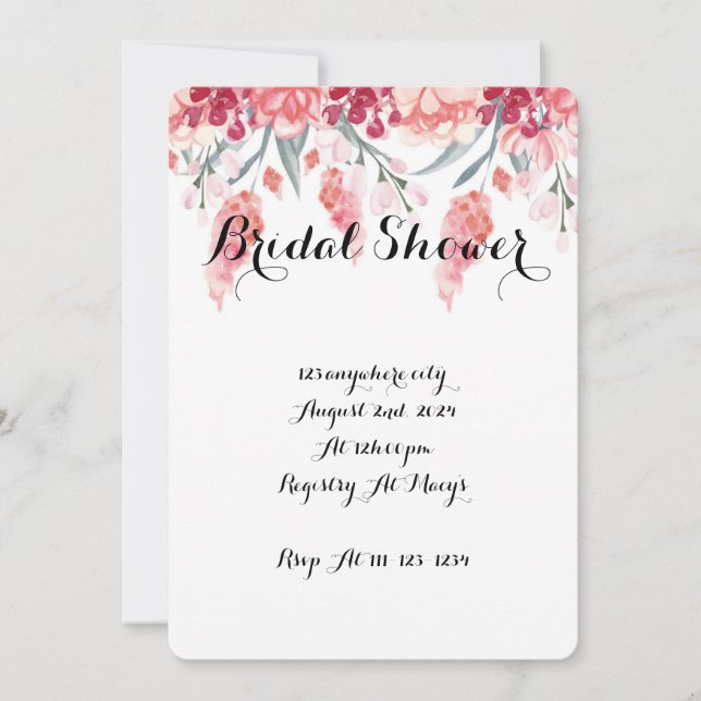 INVITATION DE DOUCHE BRIDAL BLANC, FÊTE DES MARIÉE (Devant)