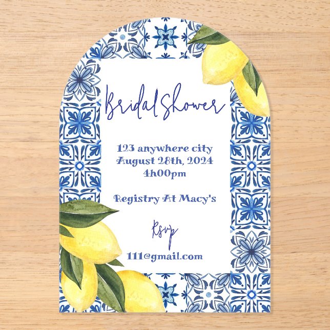 INVITATION DE DOUCHE BRIDAL LIMONCELLO (Recto)