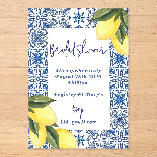 INVITATION DE DOUCHE BRIDAL LIMONCELLO (Recto)