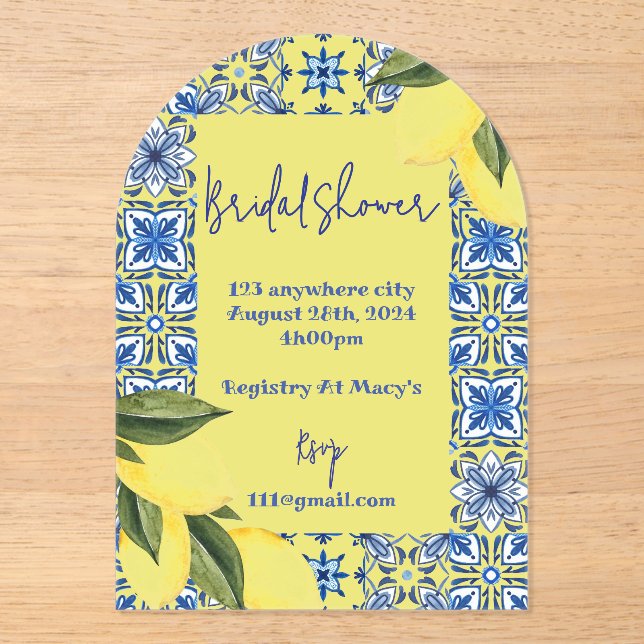 INVITATION DE DOUCHE BRIDAL LIMONCELLO (Recto)
