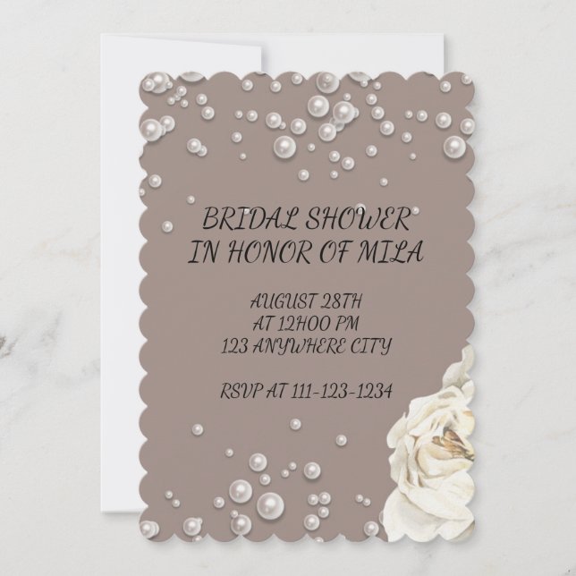 INVITATION DE DOUCHE BRIDALE AVEC carte PERLES FAU (Devant)