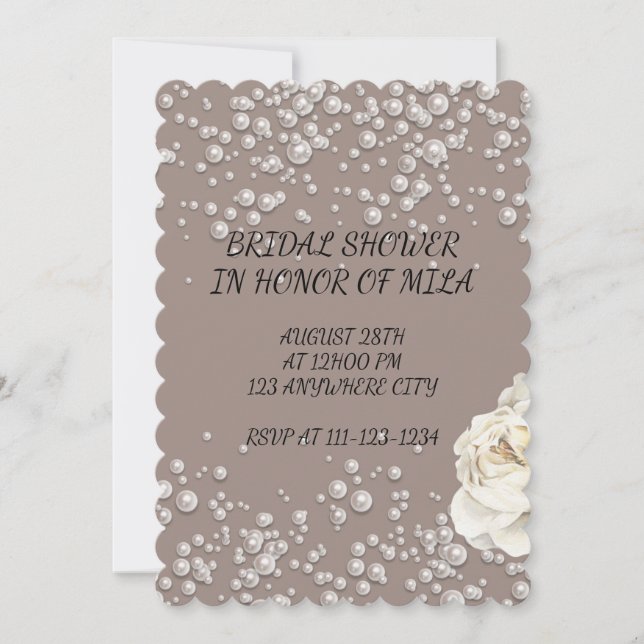 INVITATION DE DOUCHE BRIDALE AVEC PERLES FAUX (Devant)