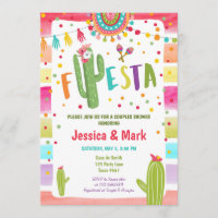 Invitation de douche Cactus Fiesta Mexicaine Coupl