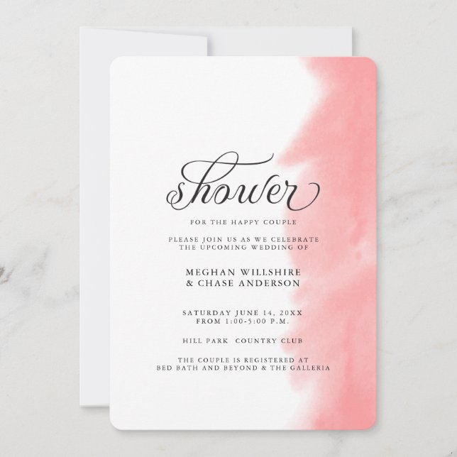 Invitation de douche | Coup de pinceau aquarelle R (Devant)