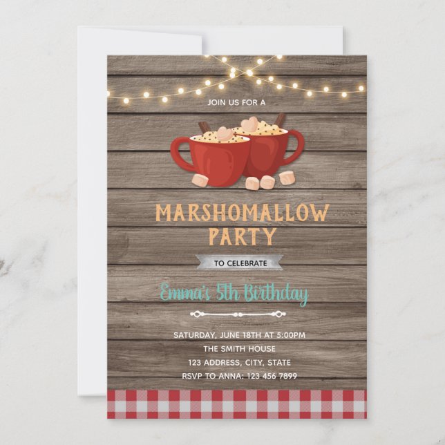 Invitation de douche d'anniversaire de guimauve (Devant)