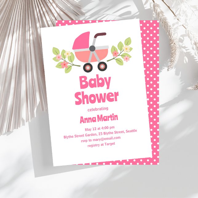 Invitation de douche de bébé de Buggy moderne (Créateur téléchargé)