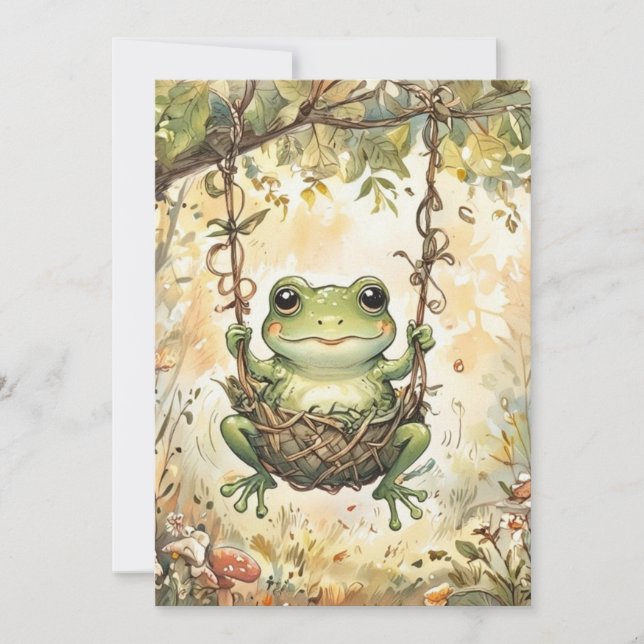 Invitation de douche de bébé grenouille numérique (Devant)