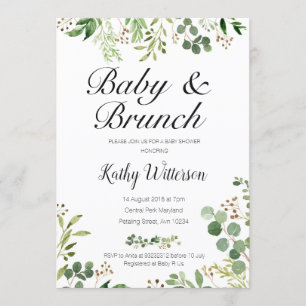 invitation de douche de brunch de bébé de verdure