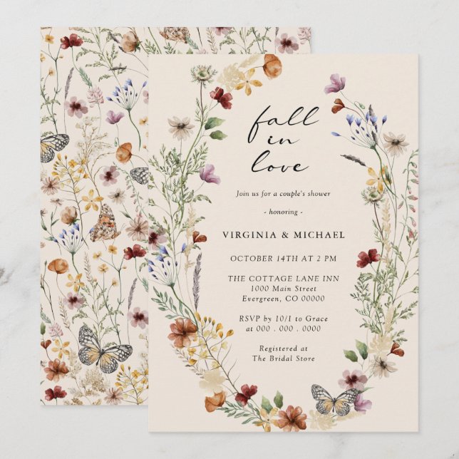 Invitation de douche de couple Boho (Devant / Derrière)